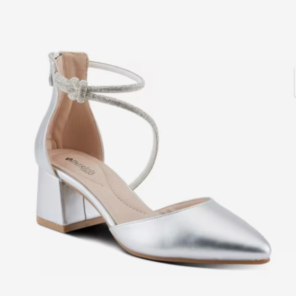 Patrizia Eluned Silver Sparkly Women's Ankle Strap Dress Shoes‎ By Spring Step - Picture 3 of 11